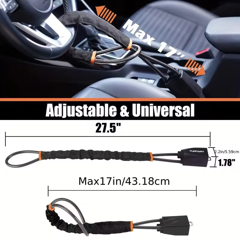 Driver installing the SteerShield car anti-theft lock in seconds